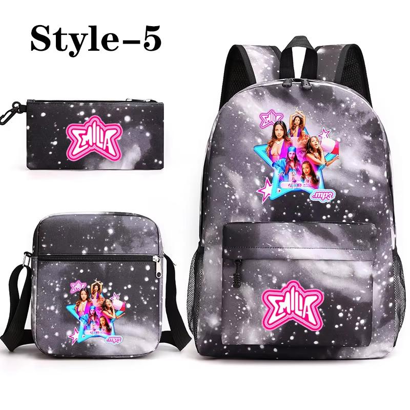 Neue Mode Emilia Mernes 3-teiliger Rucksack Jungen Mädchen Schule Emilia Mernes Rucksack Umhängetasche Federmäppchen Schultasche