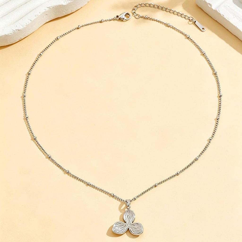 18K Gold Plated Stainless Steel Floral Pendant Women's Necklace