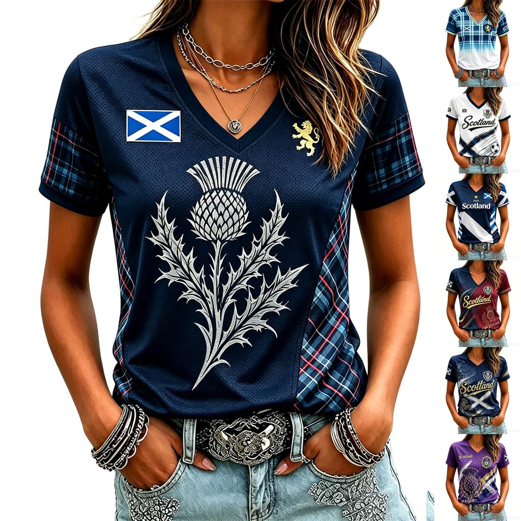 Women's Short Sleeve V-Neck T-Shirt with Casual Letter Print for Everyday Wear