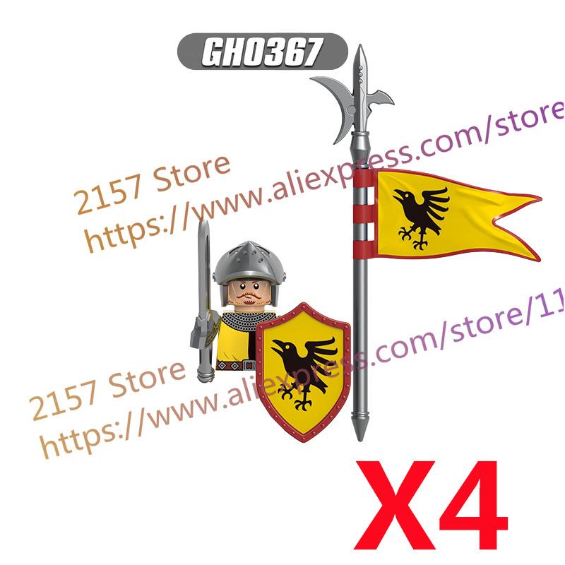 MOC Medieval Figure Building Block Castle Templar Knights Armor Militia Soldiers Gunners Shield Helmet Assembling Brick Toys S26