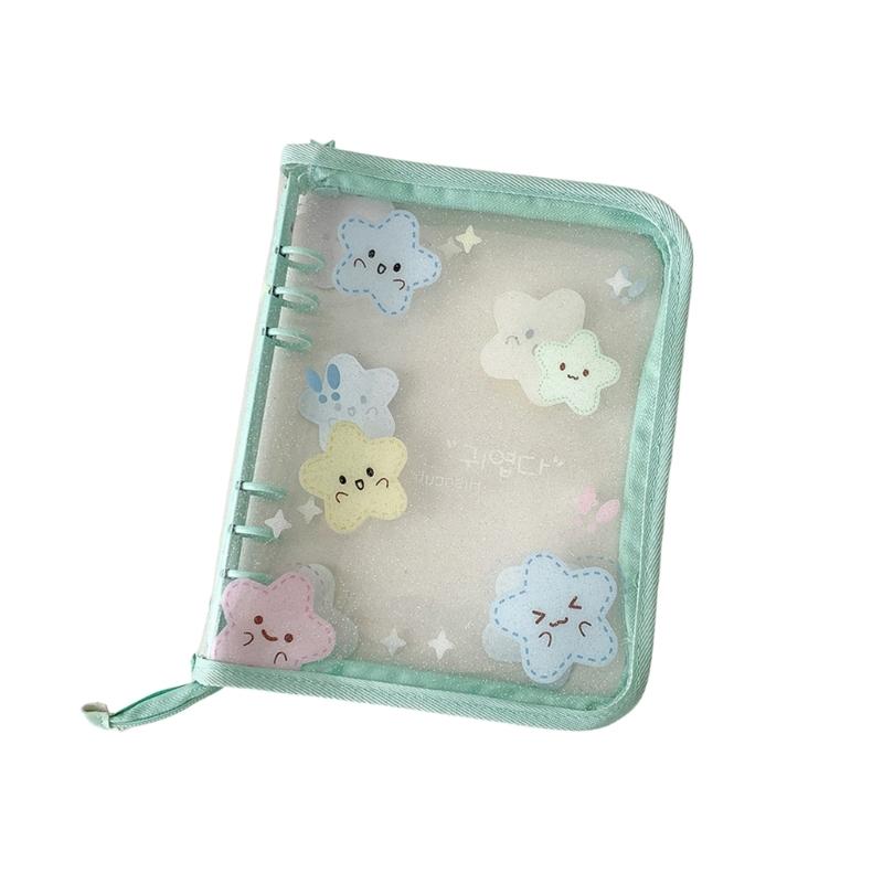 Clear Photo Album Case With Zippered Closures PVC Binder 6 Rings Cover For Kpop Fan Small Card Organization Protectors