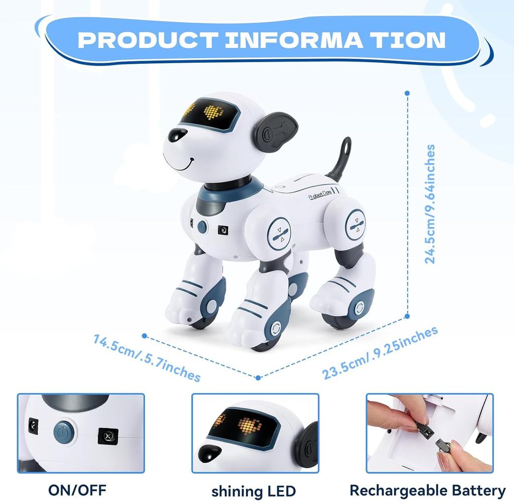 Children's Robot Dog RC Toy Interactive Robot Pet, Intelligent Robot Dog Programmable Song and Dance Design Birthday Gift for 4-8 Years Old