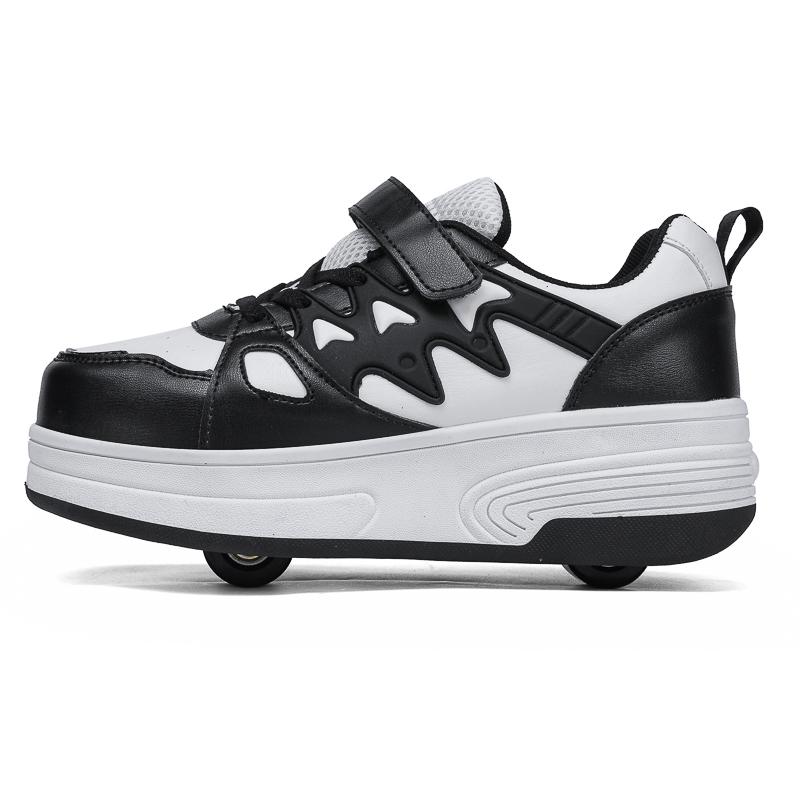 Pantofi Deformați pentru Copii/Adolescenți, Băieți și Fete, Patine cu Rotile cu Două Rânduri cu Dublu Scop, Patine cu Rotile cu Două Rânduri