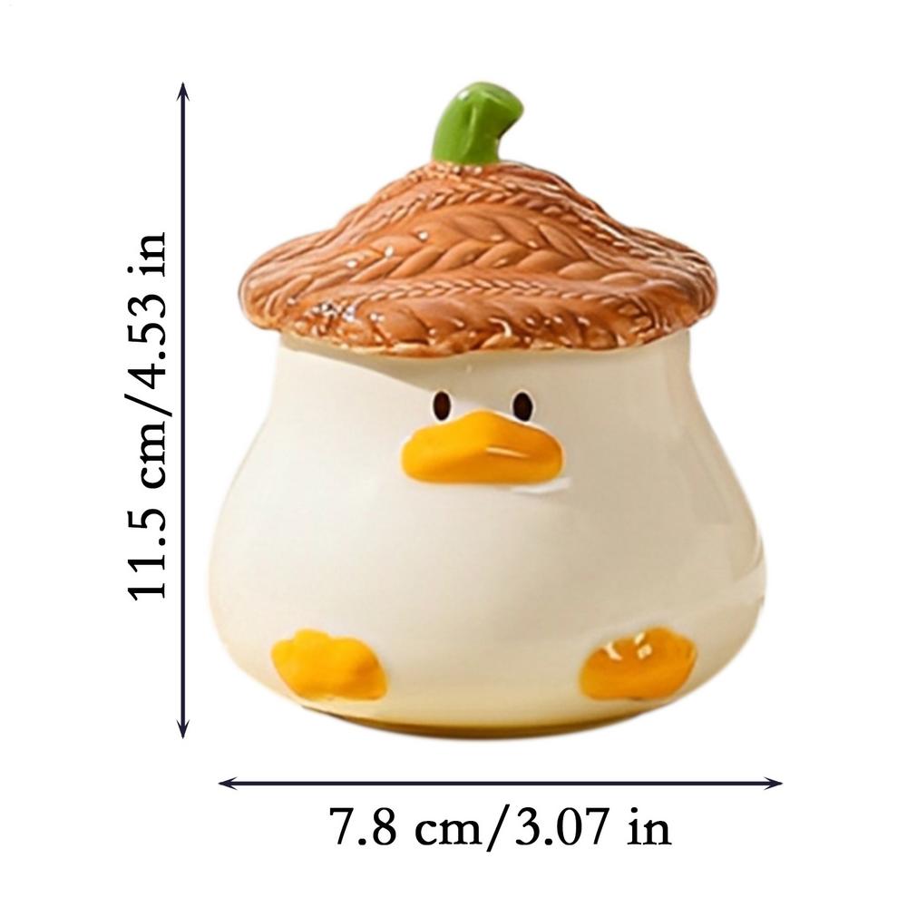Cute Duck Coffee Mug Novelty Funny Tea Cup With Hat Lid 400ml Cartoon Ceramic Drinkware Tableware With Handle For Kids And Adult