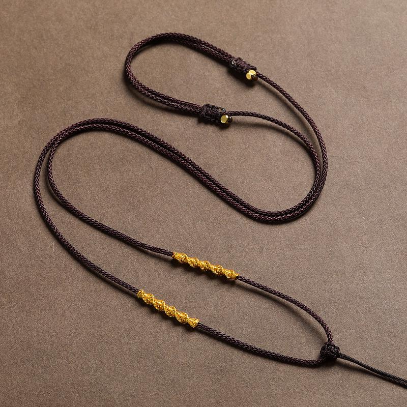 Hand-Woven Black Jadeite Gold Pendant Rope for Men & Women