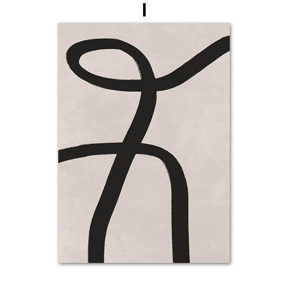 Abstract Line Leaf Flower Beige Black Botanical Wall Art Canvas Painting Posters And Prints Wall Pictures For Living Room Decor