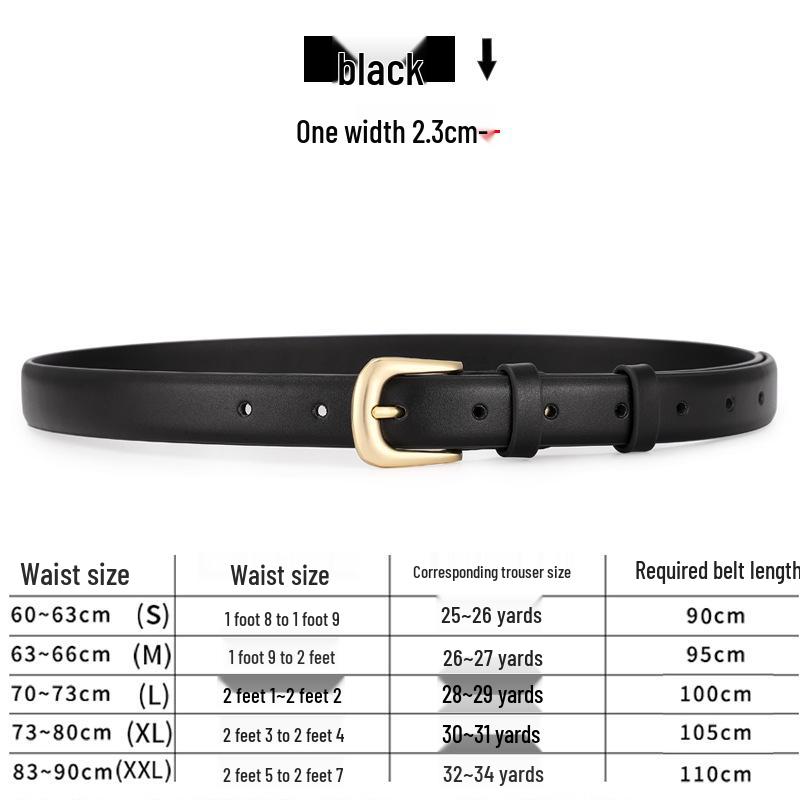 Women's Black Genuine Leather Fashion Belt with Decorative Buckle for Jeans and Trousers 2025.