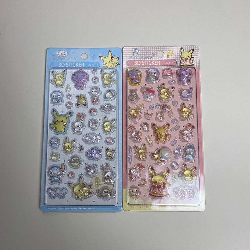 Pokemon 3D Relief Stickers Decorative Cute Cartoon Pikachu Phone Case Laptop Decoration Bubble Decals Gifts