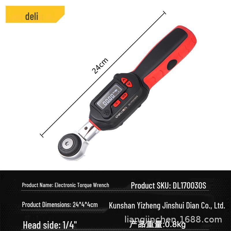 Deli Tools DL170030: High-Precision Adjustable Digital Torque Wrench (100-340S)