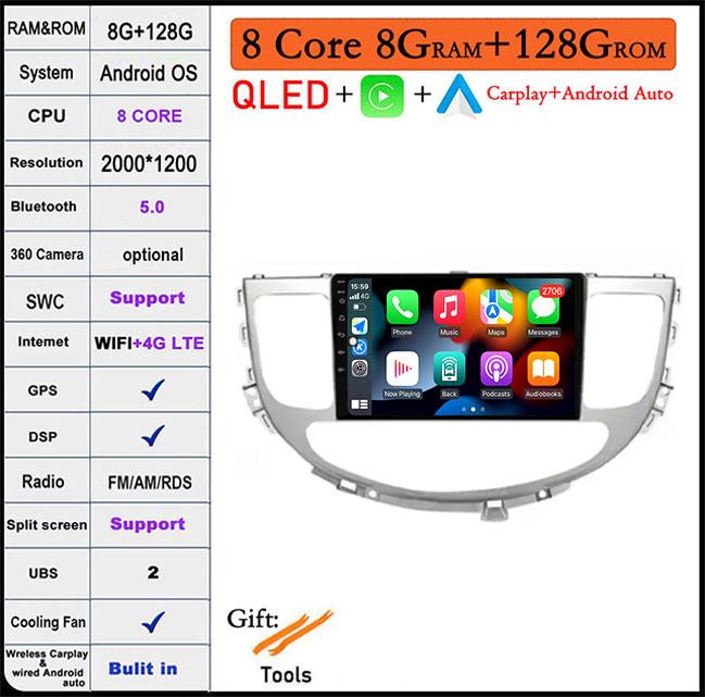 For Hyundai Rohens Genesis 2008-2013 GPS Navi WiFi Android 14 Intelligent System Car Video Multimedia Player GPS DSP Stereo