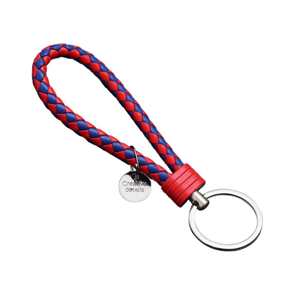Leather Braided Woven Rope Keychain Diy Bag Pendant Key Car Holder Keyring