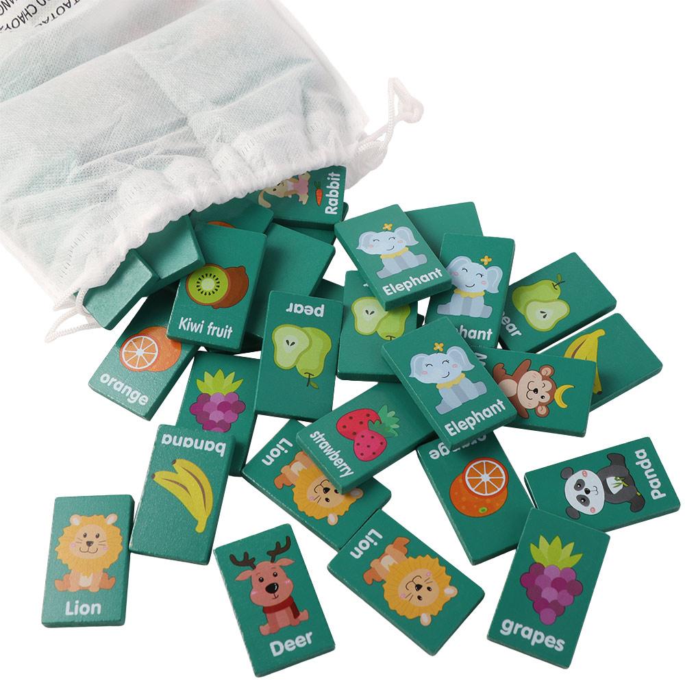 Деревянная Пасьянс Памяти Сопоставление Маджонг Фрукты Животные Раннее Развитие Семейная Настольная Игра Переверни Чтобы Выиграть Интерактивная