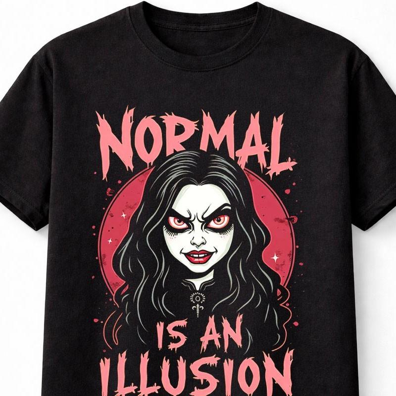 Vampire Horror Doll Normal Is An Illusion Gothic Graphic Unisex TShirt