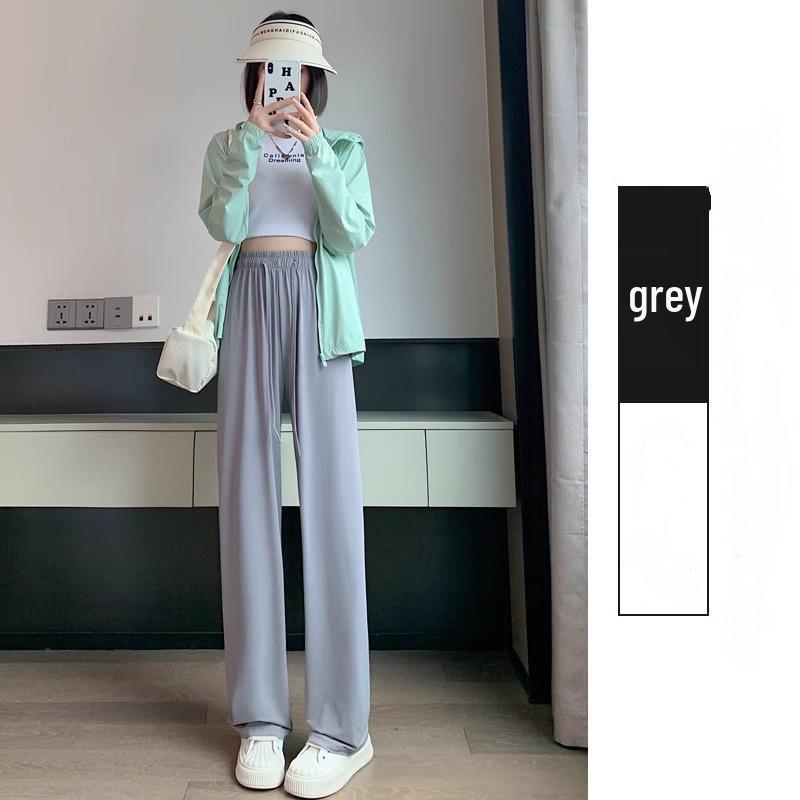 

UPF50+ Ice Silk Sun Protection Clothing: Summer Anti-UV Thin Skin Shirt for Women and Men, Nylon, with Sun Protection and Wide-Leg Pants. M (42-55 kg)