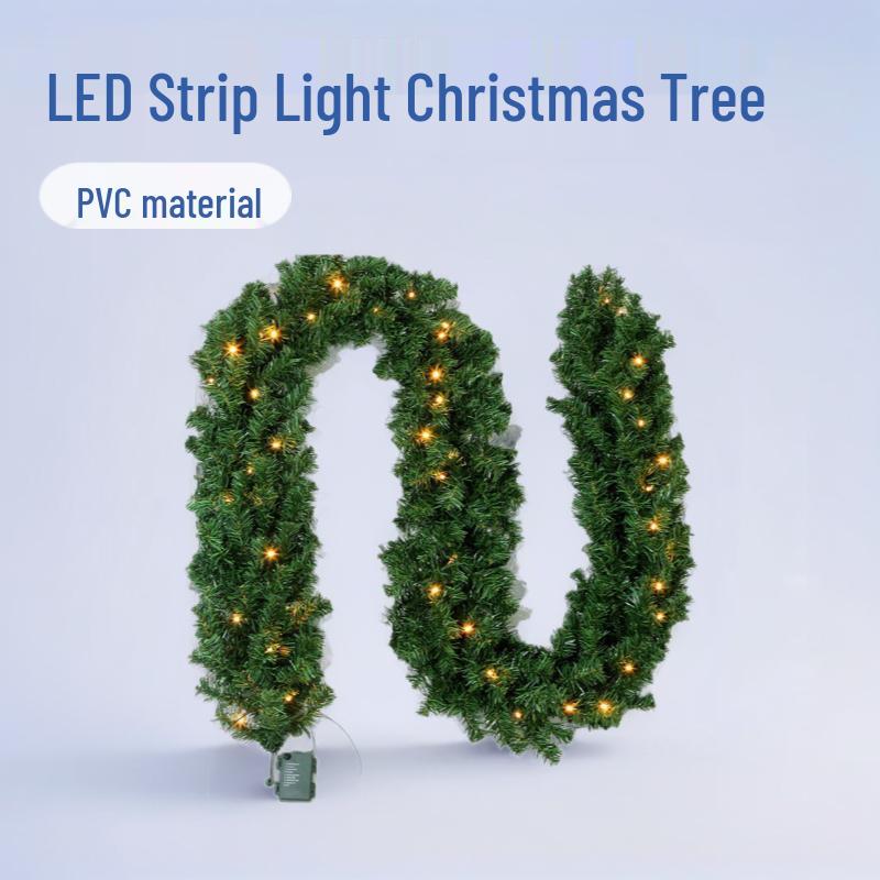 Guirlanda de Natal de Rattan Pré-Iluminada de 2,7M com Enfeites