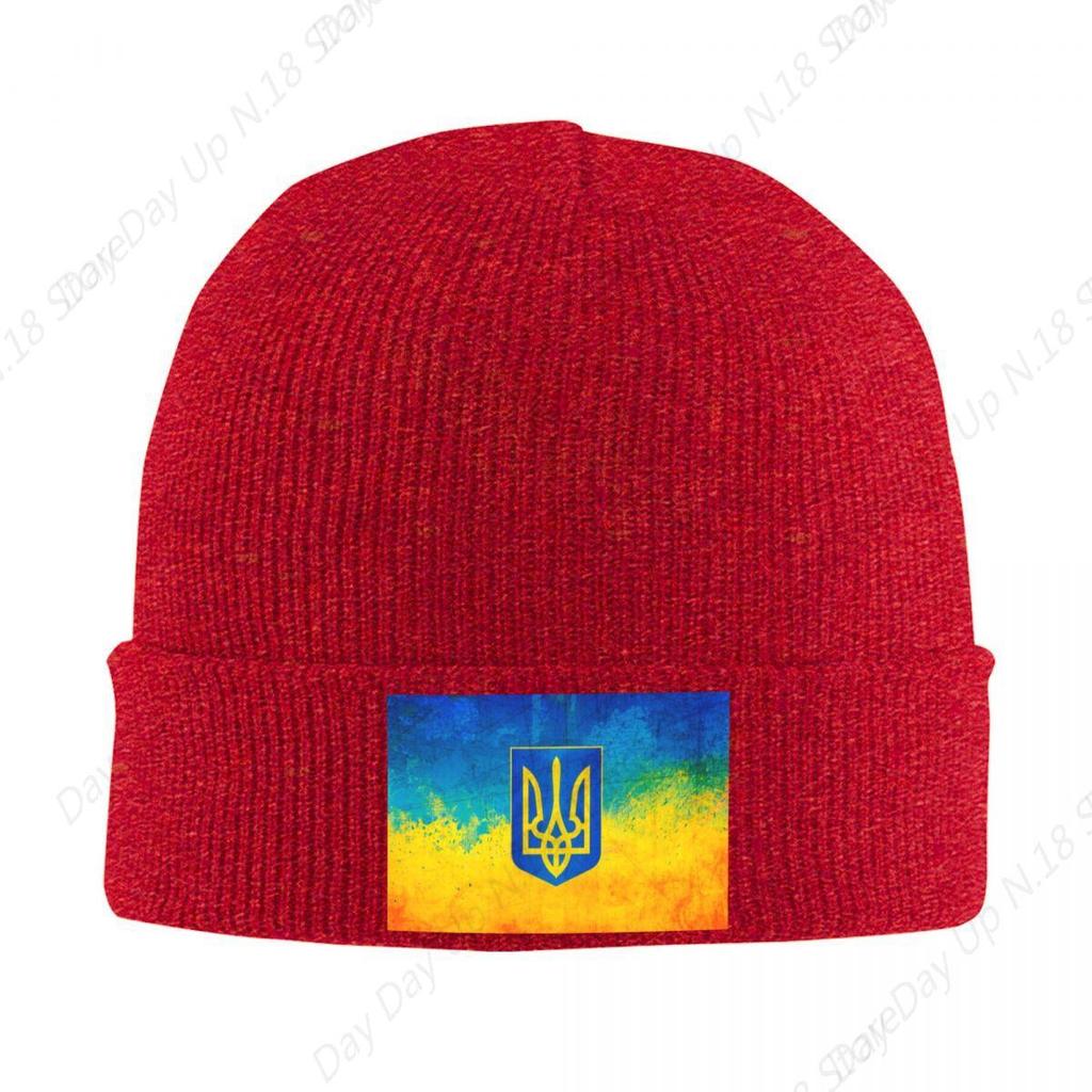 UkR Flag Bonnet Hats Cool Knitted Hat For Men Women Winter Warm Ukraine Coat Of Arms Skullies Beanies Caps