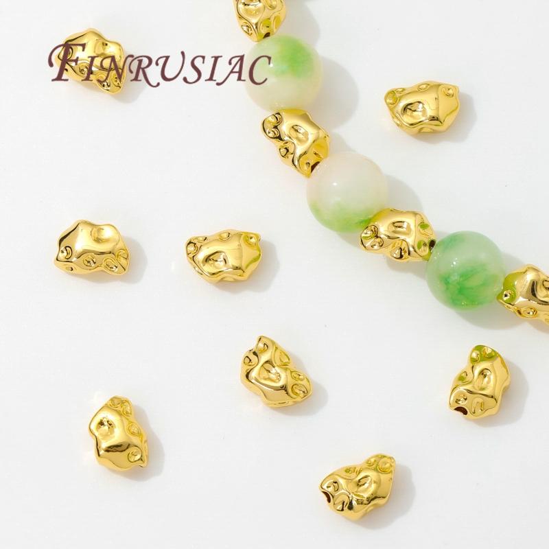 18K Real Gold Plated 6mm*8mm Irregular Beads Spacer Beads Separators For Bracelets Accessories DIY Jewelry Making Supplies
