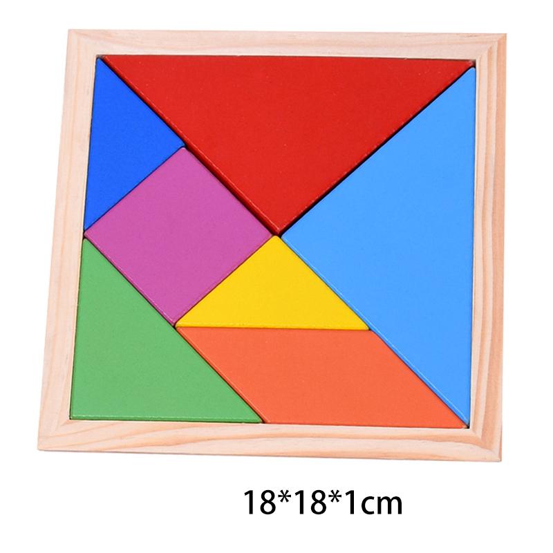 Drewniane puzzle Tangram dla dzieci z 7 kolorowymi elementami, edukacyjna łamigłówka, zabawka edukacyjna dla chłopców i dziewczynek, zabawny upominek na przyjęcie