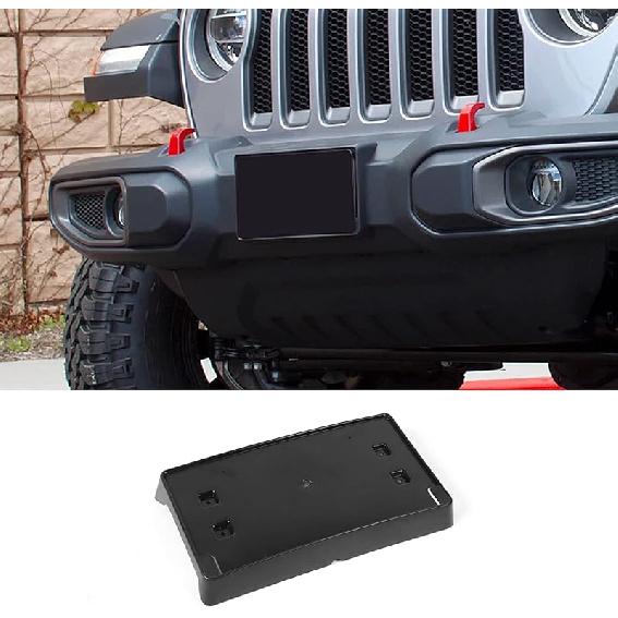 Jimen Compatible With 2018-2025 Jeep Wrangler JL JLU & Gladiator JT, Front License Plate Holder Frame Mount Bracket (Black) чёрный