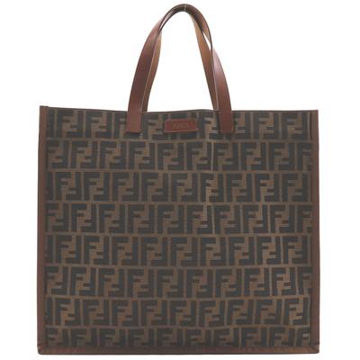 Fendi Zucca Håndtaske 8BH235-GKF Tote Bag Brun Nylonlærred unisex Brugt