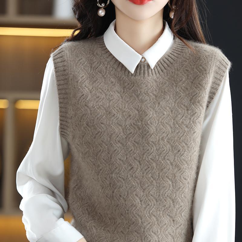Women's Knitted Vest for Outer Wear Loose Slimming Cardigan Gilet Knitted Top for Ladies