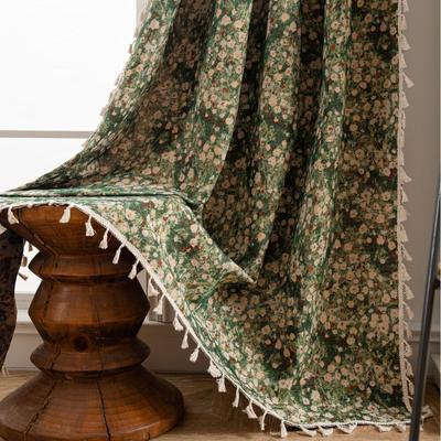 French Curtains Retro Wind Thickened Small Fresh Curtains Finished for Living Room Bedroom Bay Window Dining Room or Kitchen Bar
