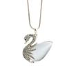 Necklace Swan Elegant For Women With Cats Eye Stone And Crystal Pendant Style In