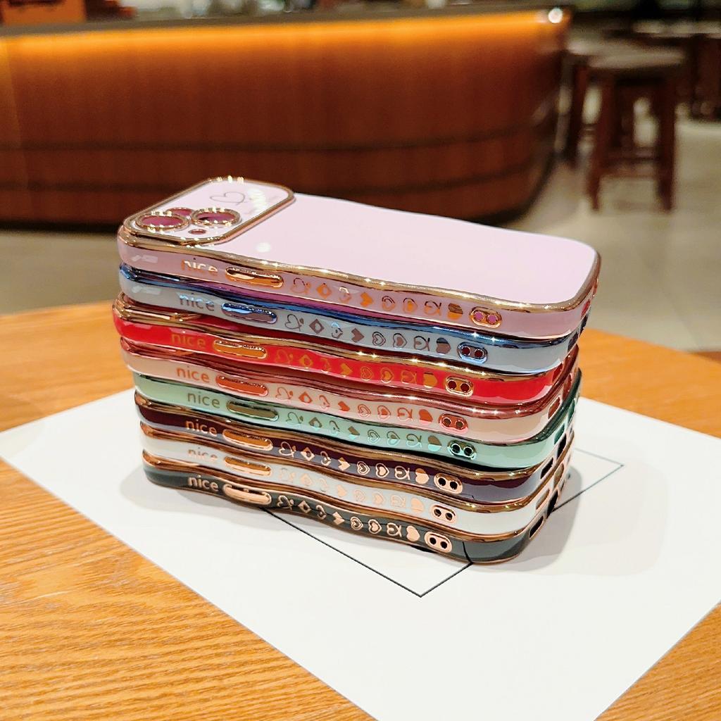 For iPhone 15 Case Wave Frame with Love Heart Raised Camera Protection TPU Cover