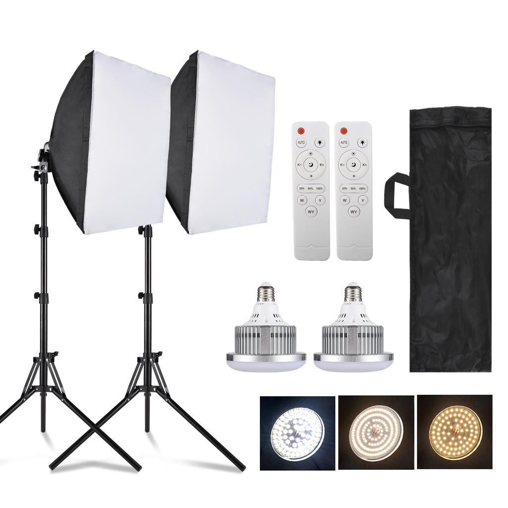 Andoer Studio Photography Light Kit Softbox Lighting Set Including 85W Bi-color LED Light * 2 +