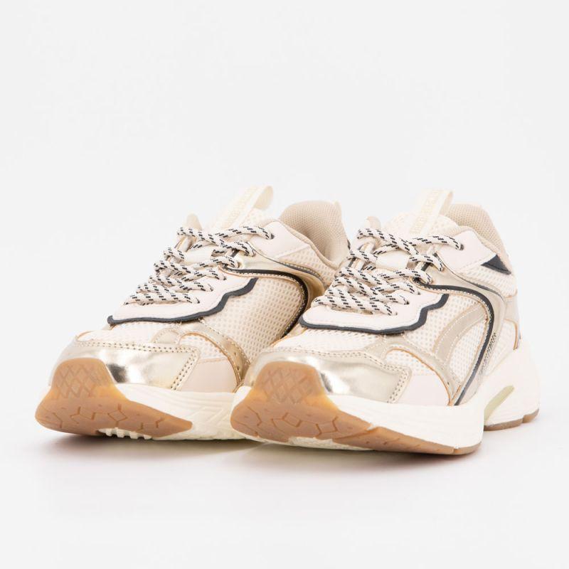 Baskets basses gold toile avec lacets à motifs Femme LE TEMPS DES CERISES