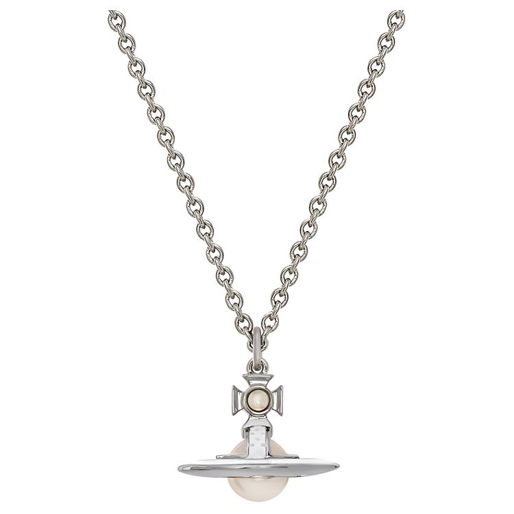 Vivienne Westwood Simonetta Saturn Pearl Pendant Enamel Brass Pearl Necklace Women necklace 63020321-02P113-CN Box
