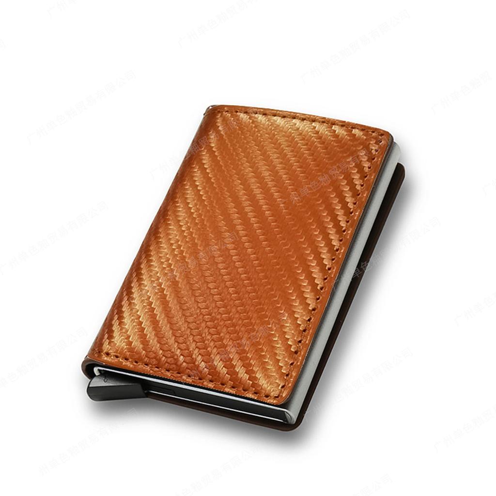 RFID Anti-theft Brush Automatically Pops Up Card Bag Card + Credit Card Metal Card Bag Men's Multi-card Wallet Carbon Fiber