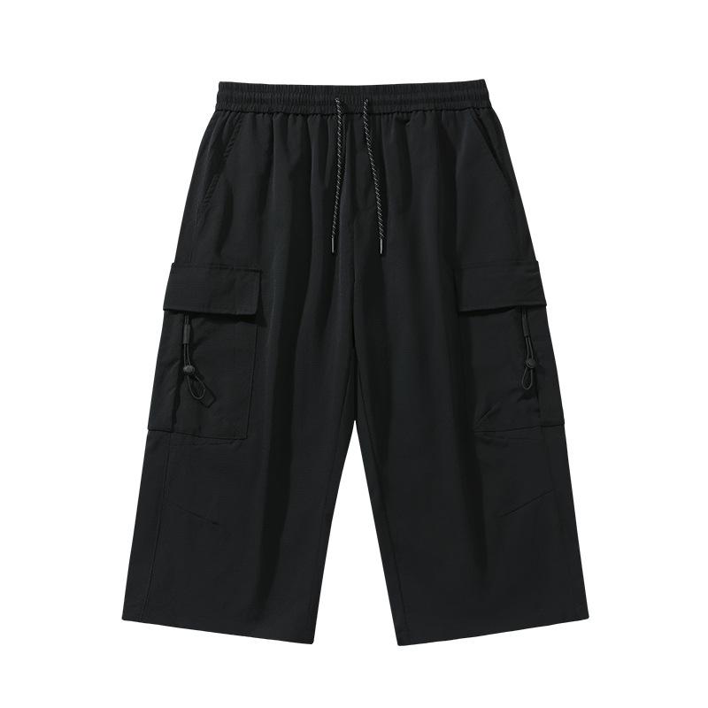 Summer Men's Cargo Shorts Multi-Pockets Sportswear Breathable Quick Dry Calf-Length Capris Pants Loose Breeches Shorts