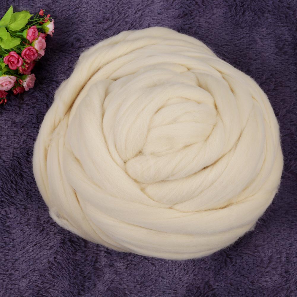 1kg Natural Environmental Pure White Warm Wool Roving Fiber (60S)