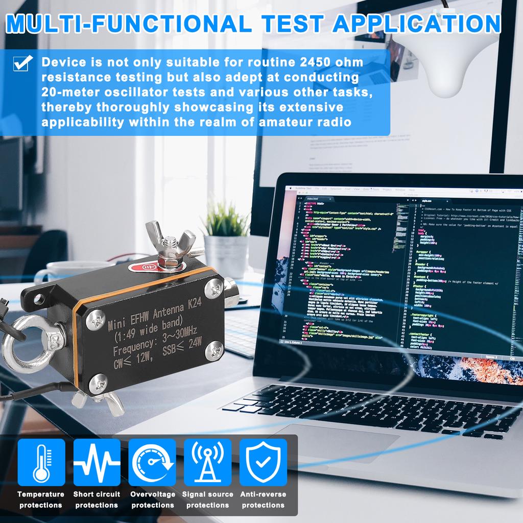 Pocket EFHW Antenna K24 3 30MHz Frequency Band Shortwave Antenna Wideband End Fed Halfwave Antenna with Cloth Storage