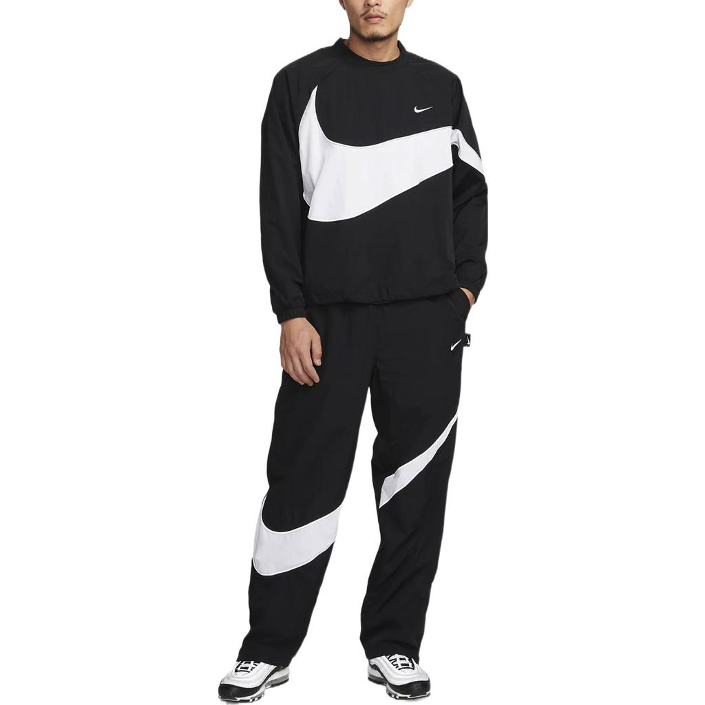 Nike Αθλητικό Μπουφάν Υφαντό με Μεγάλο Λογότυπο Swoosh (Μέγεθος Ασίας) Μαύρο/Λευκό Ανδρικό Streetwear DX0661-010