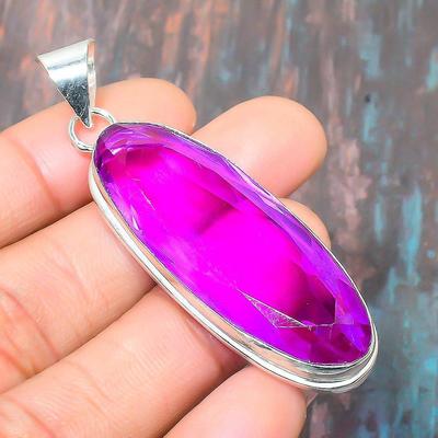 Pink Amethyst Gemstone  925 Sterling Silver Handmade Jewelry Pendant For Her