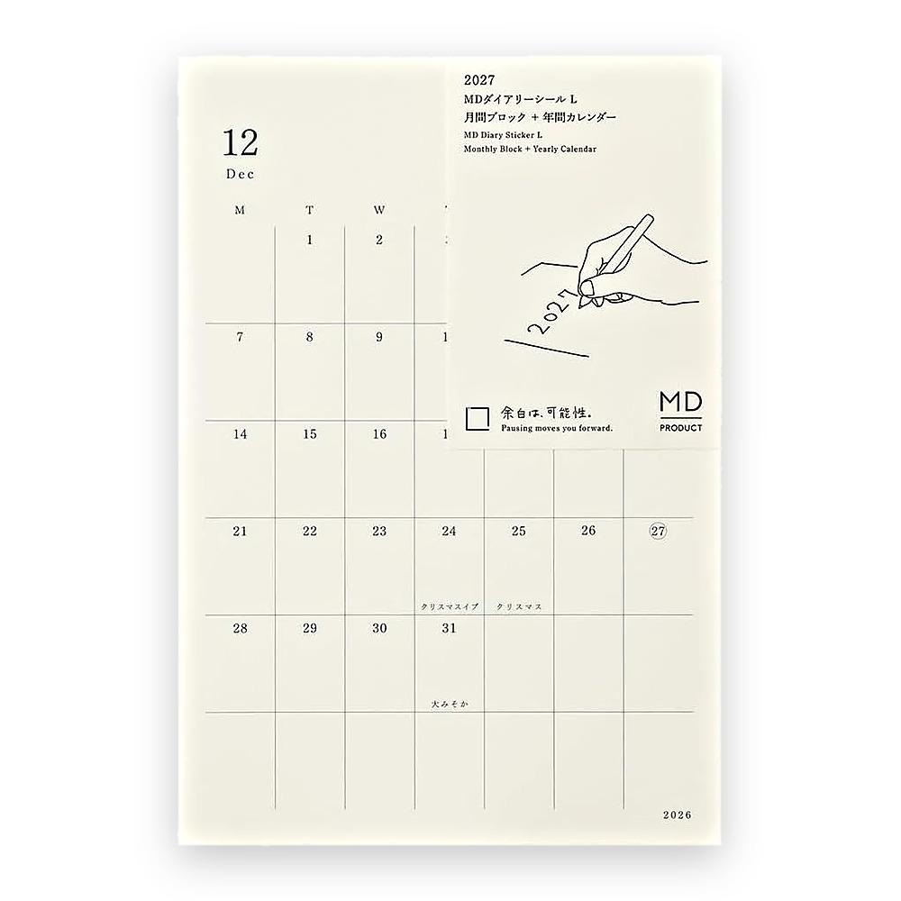 Diary Stickers DESIGNPHIL Midori MD Notebook Diary Sticker 2027 Monthly S M L Dec 2026 Start Monday Start
