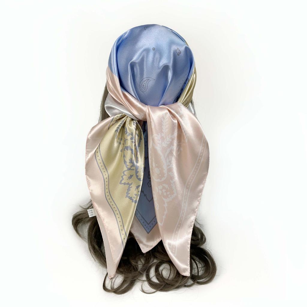 90cm Silk Scarf Women's Satin Large Square Scarf Silk Satin Shawl Cashew Print Turban Scarf