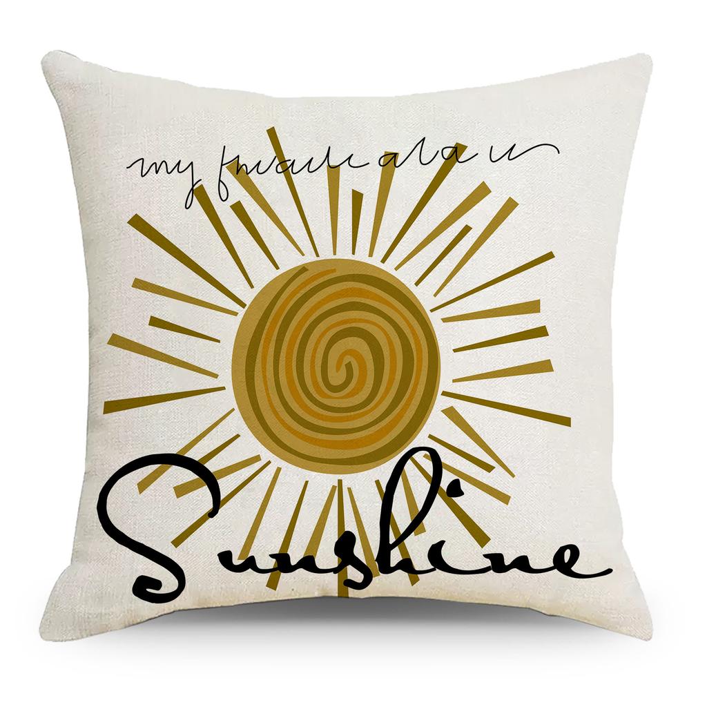 New Sunflower Printed Pillowcase Cartoon Bee Linen Home Cushion Cover Nordic Sofa Pillowcase