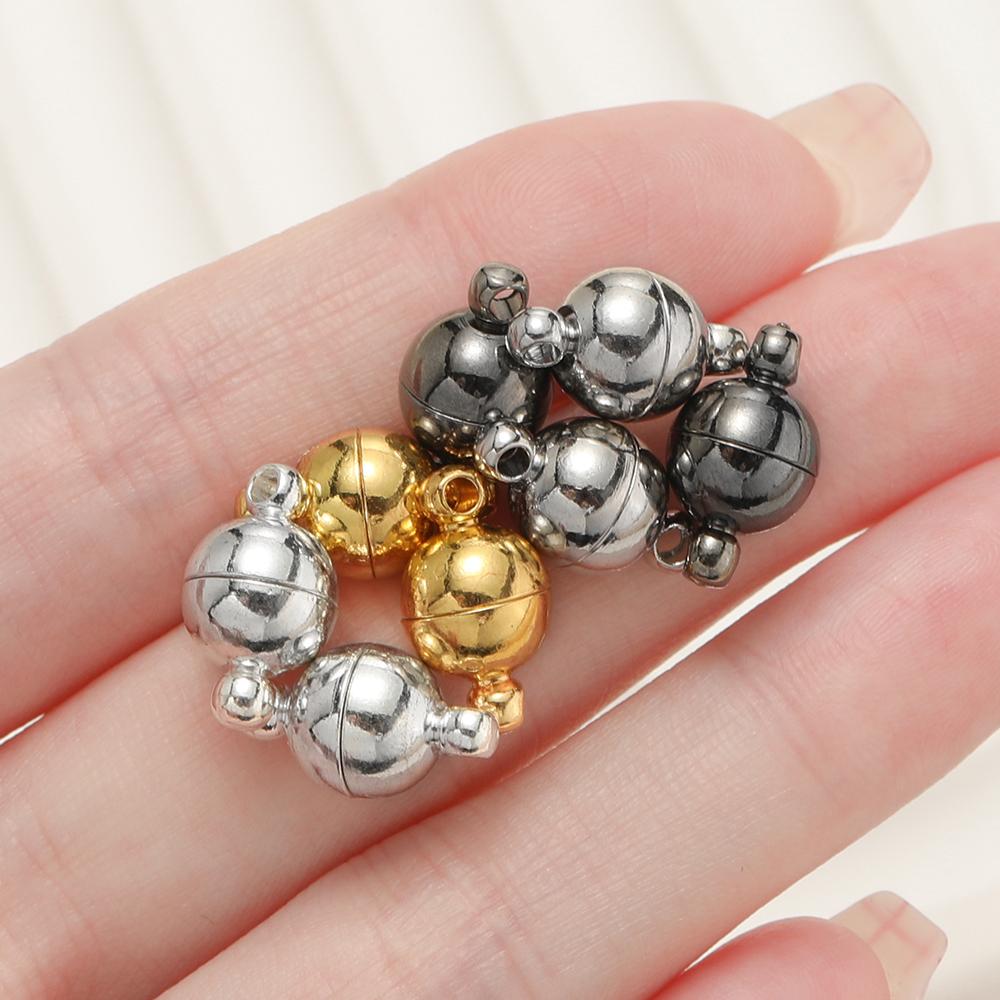 10pair/Lot 6/8/10mm Round Magnetic Connectors Clasps Magnet Charms End Cap for DIY Jewelry Making Couple Bracelet Necklace