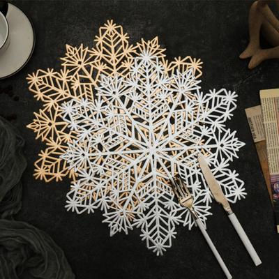 Snowflake Placemat Christmas Table Dining Mat Heat Insulated Cup Coaster Drink Coffee Pad Home Decoration
