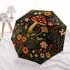 Enchanted Forest Mushroom Rug, Vibrant Floral Round Carpet for Home Decor Umbrella, Cute Umbrella with Cute Design, Portable 3-Fold Compact Umbrella F