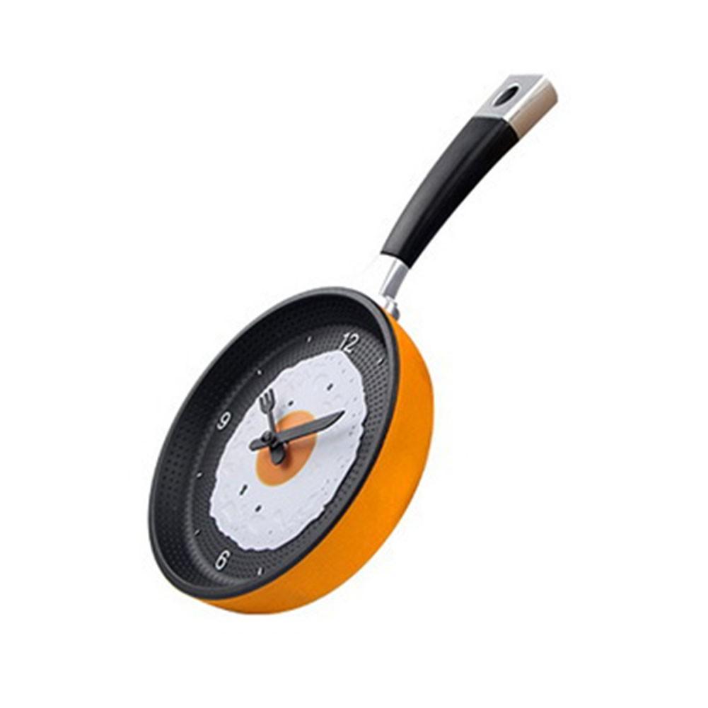 3D Pan Fried Egg Shape Pot Battery Operated Wall Clock Modern Kitchen Decoration