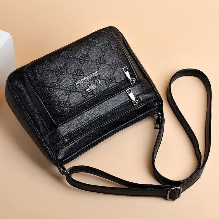 New Chinese and female bags, soft leather large-capacity shoulder messenger bags, mother-in-law and grandmother shopping mobile phone bags