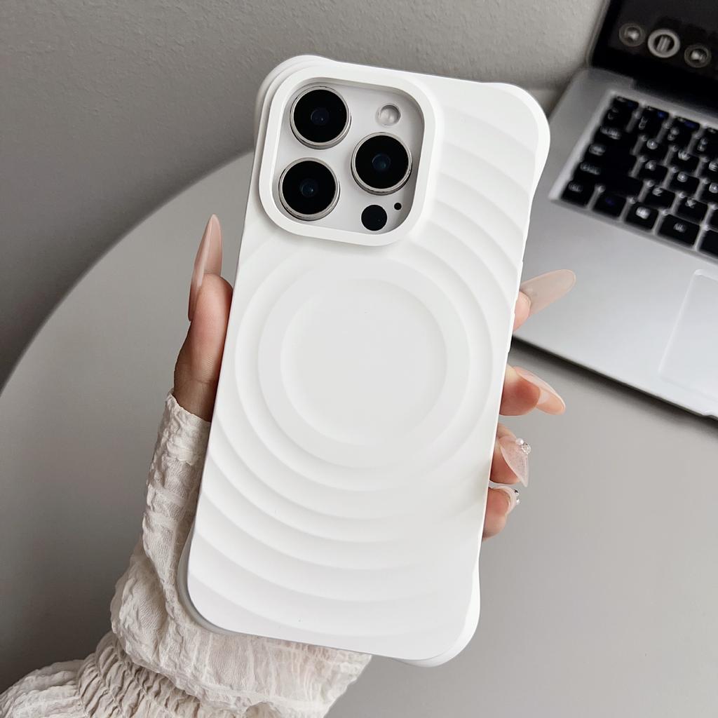 High-grade ripple pattern magnetic mobile phone case is suitable for Apple 16PRO large hole anti-drop 15/14 skin protective cover soft case