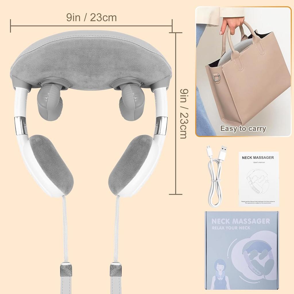 Neck Massager for Neck Pain Relief, 4D Deep Kneading Massagers with 3 Massage Nodes, Cordless Neck and Shoulder Massage with Heat for Neck, Back &