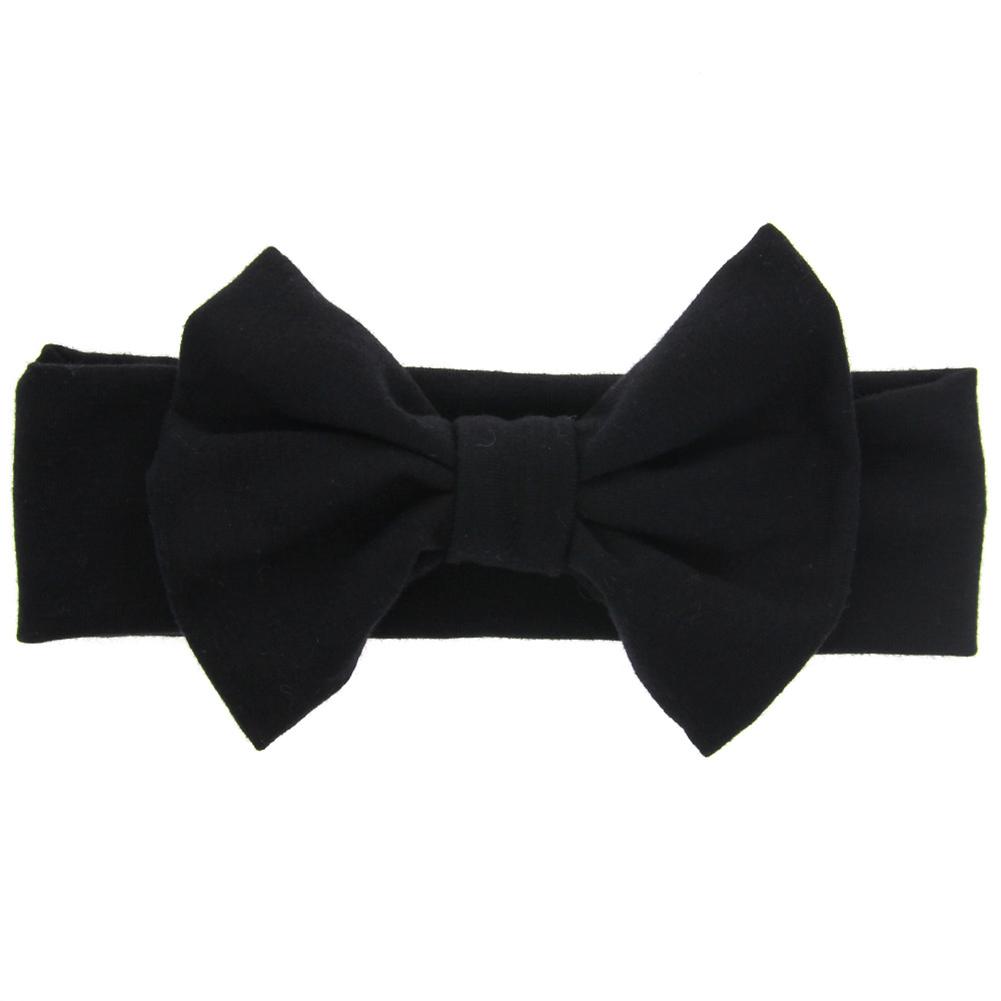 Kids Girls Xmas Gift Christmas Pure Color Bow Bowknot Soft Elastic Headband Hair Hoops