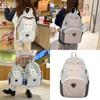 Nylon Backpack Casual With Letter Print Design And Heart Pattern School For