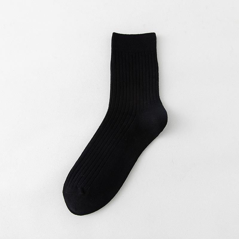 Men's Spring and Autumn Striped Pure Color Cotton Leisure Breathable Warm Tube Socks